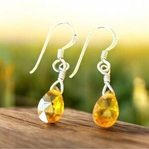 Faceted‎ Citrine Teardrop Earrings on Sterling Silver Earwires Handmade
